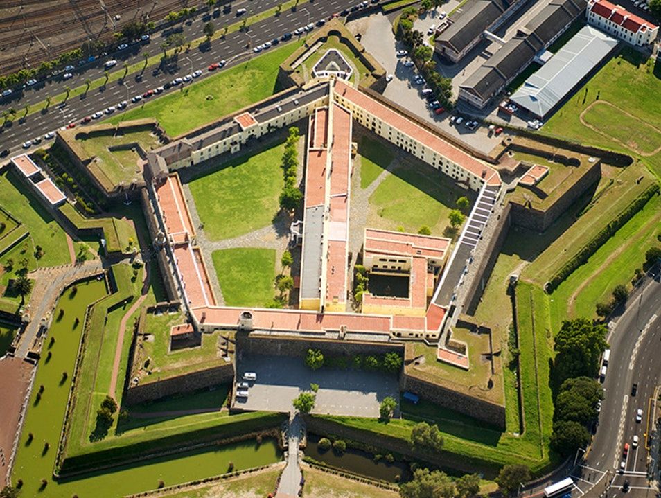Aerial view of the Castle showing its five-pointed pentagonal shape